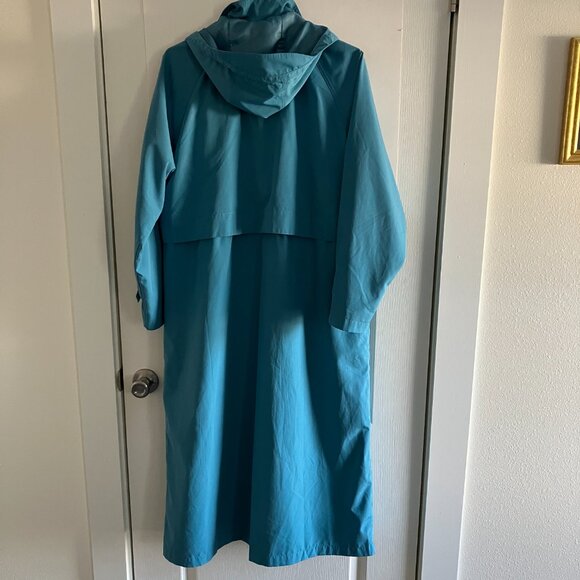 L.L. Bean Vintage Teal Trench Long Raincoat Womens Medium Removable Hood READ - Picture 9 of 15